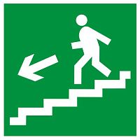 Е14 Направление к эвакуационному выходу по лестнице вниз (левосторонний)