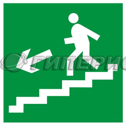 Е14 Направление к эвакуационному выходу по лестнице вниз (левосторонний)